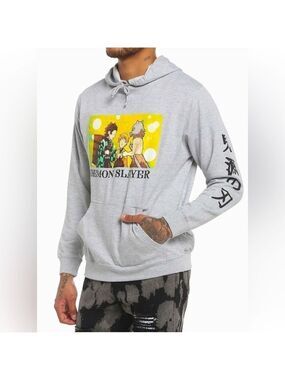 Hot Topic Demon Slayer Kimetsu No Yaiba Trio Hoodie Gray NWT Deadstock